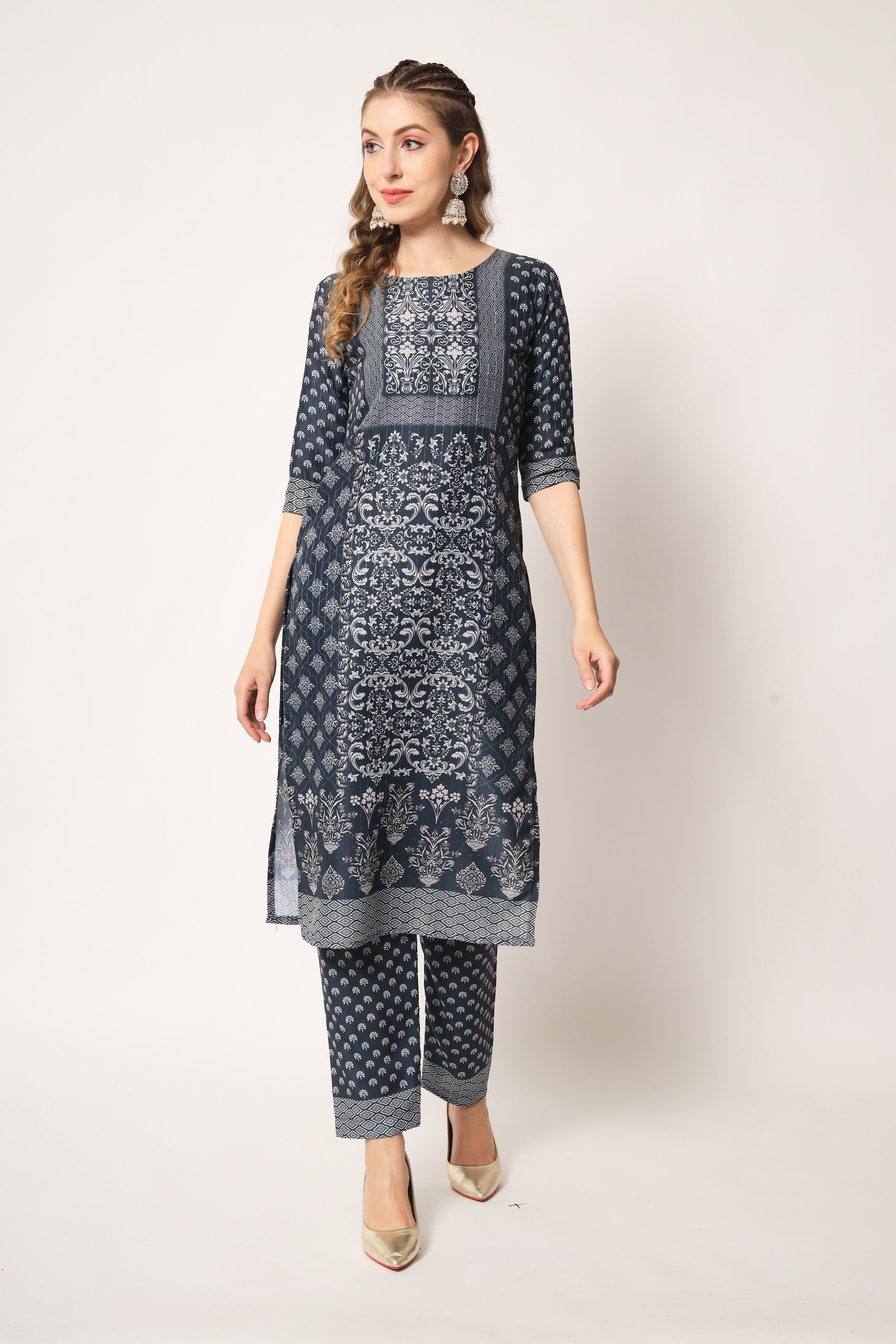 Embroidered Muslin Dark Blue Trendy Salwar Kameez For Women