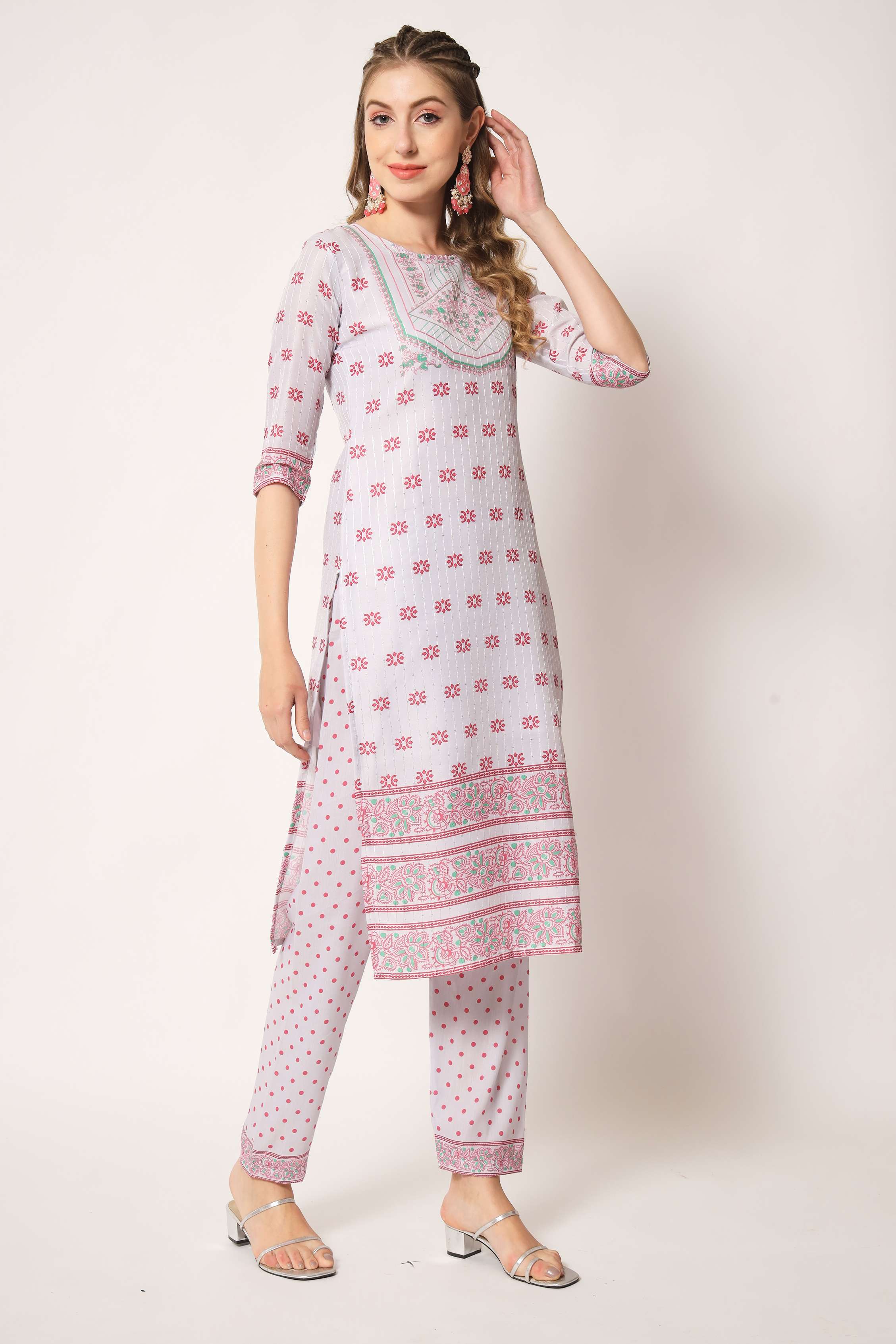 Embroidered Muslin White & Red Trendy Salwar Kameez For Women
