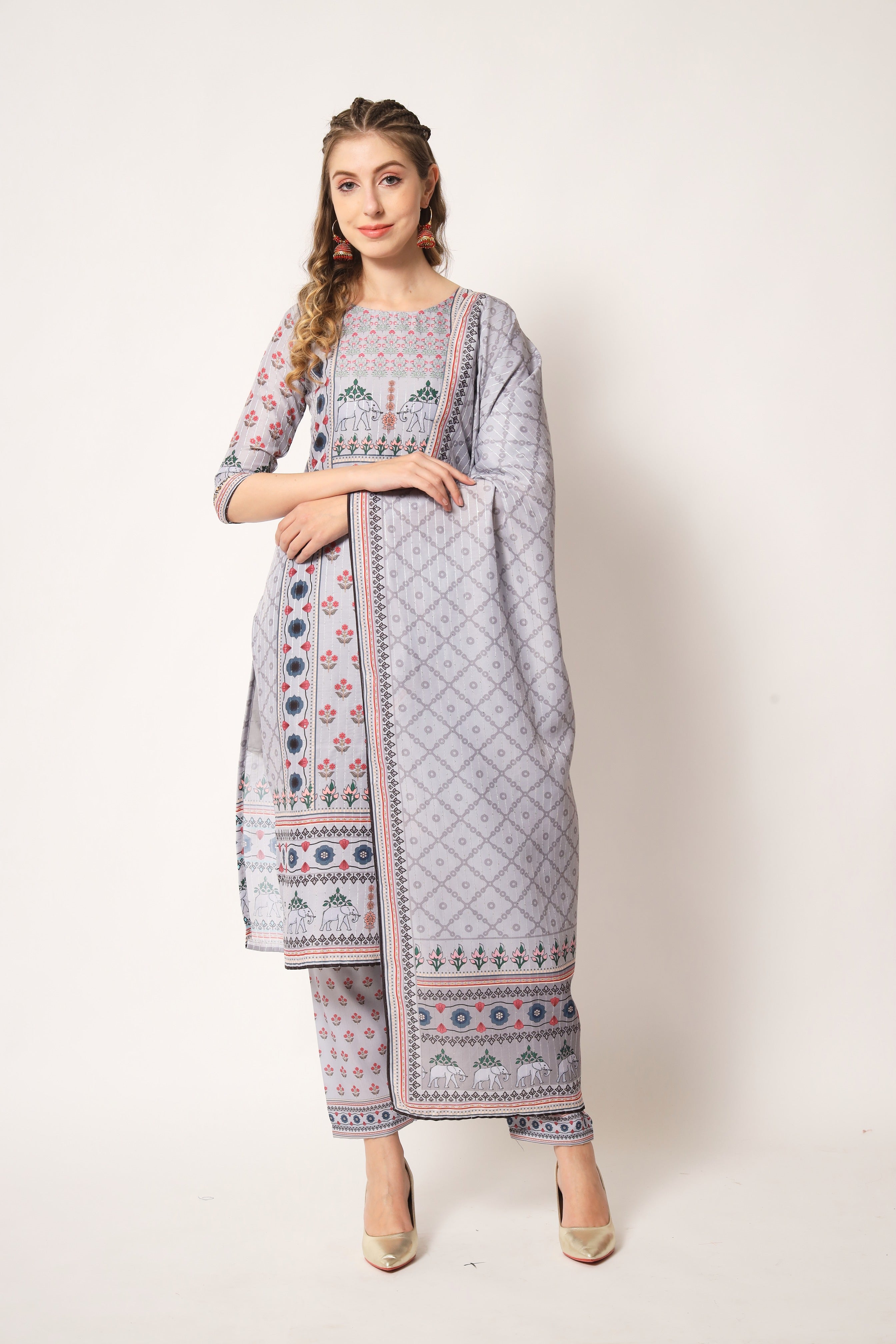 Embroidered Muslin Grey Trendy Salwar Kameez For Women
