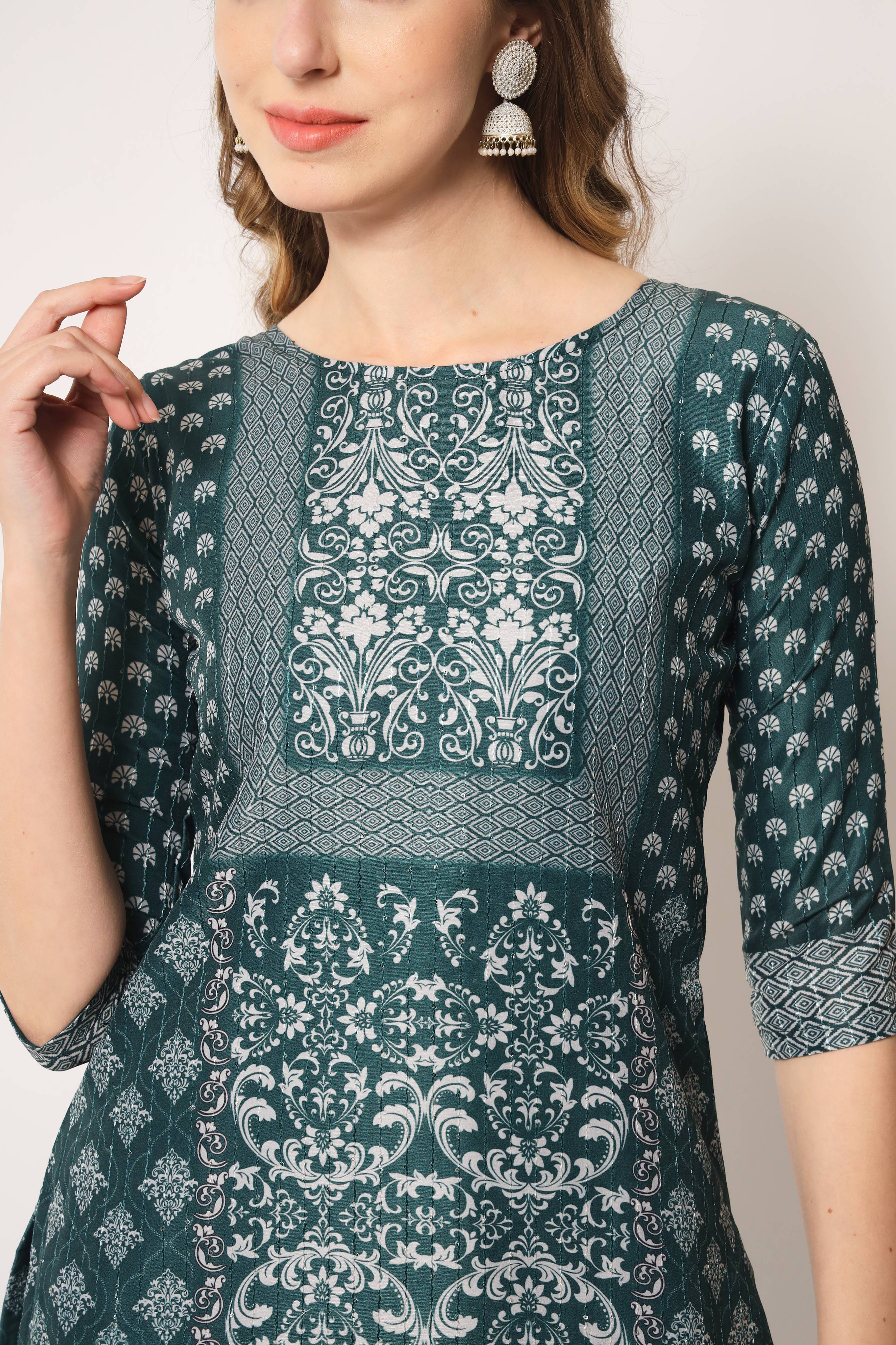 Embroidered Muslin Pine Green Trendy Salwar Kameez For Women