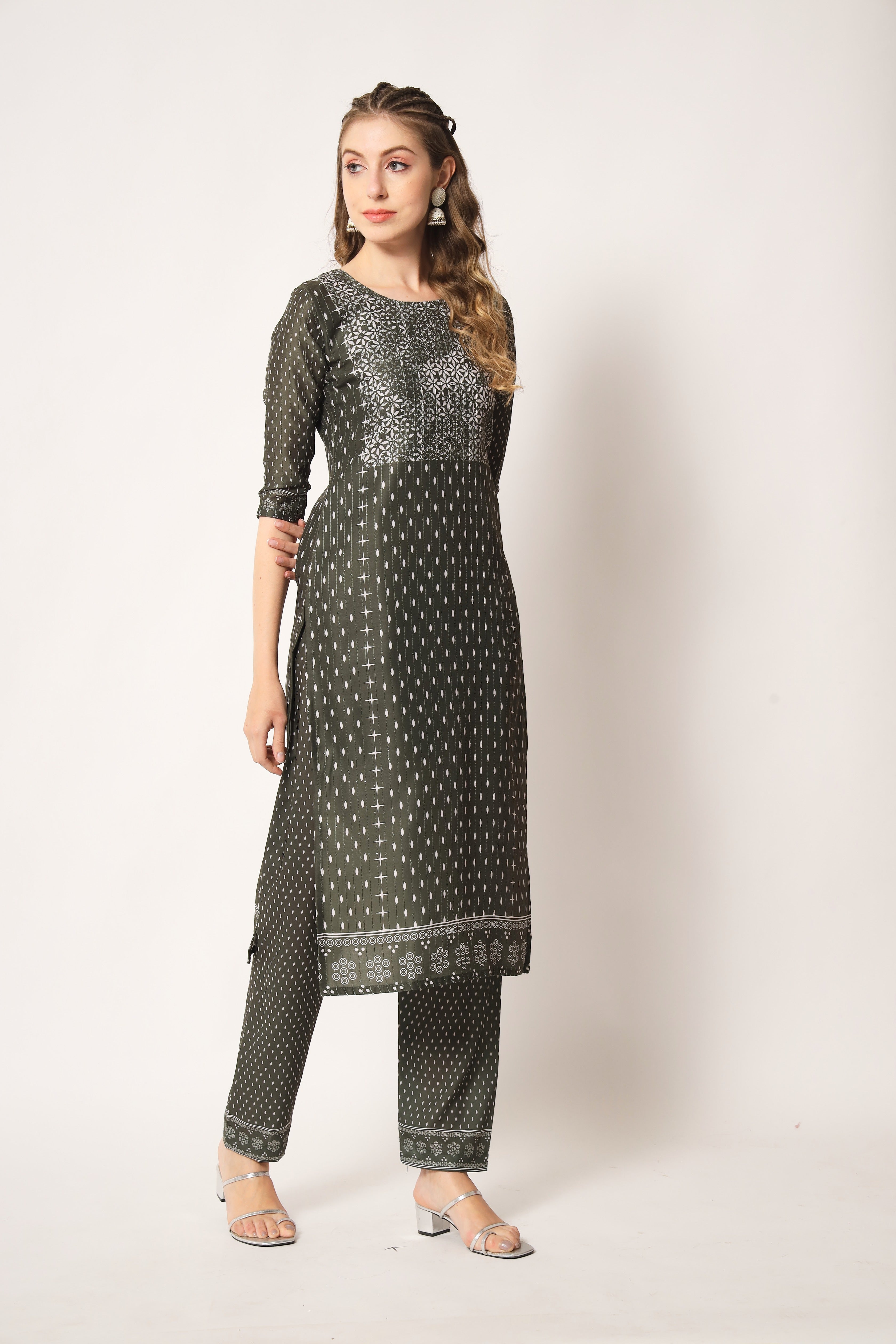 Embroidered Muslin Olive Green Trendy Salwar Kameez For Women