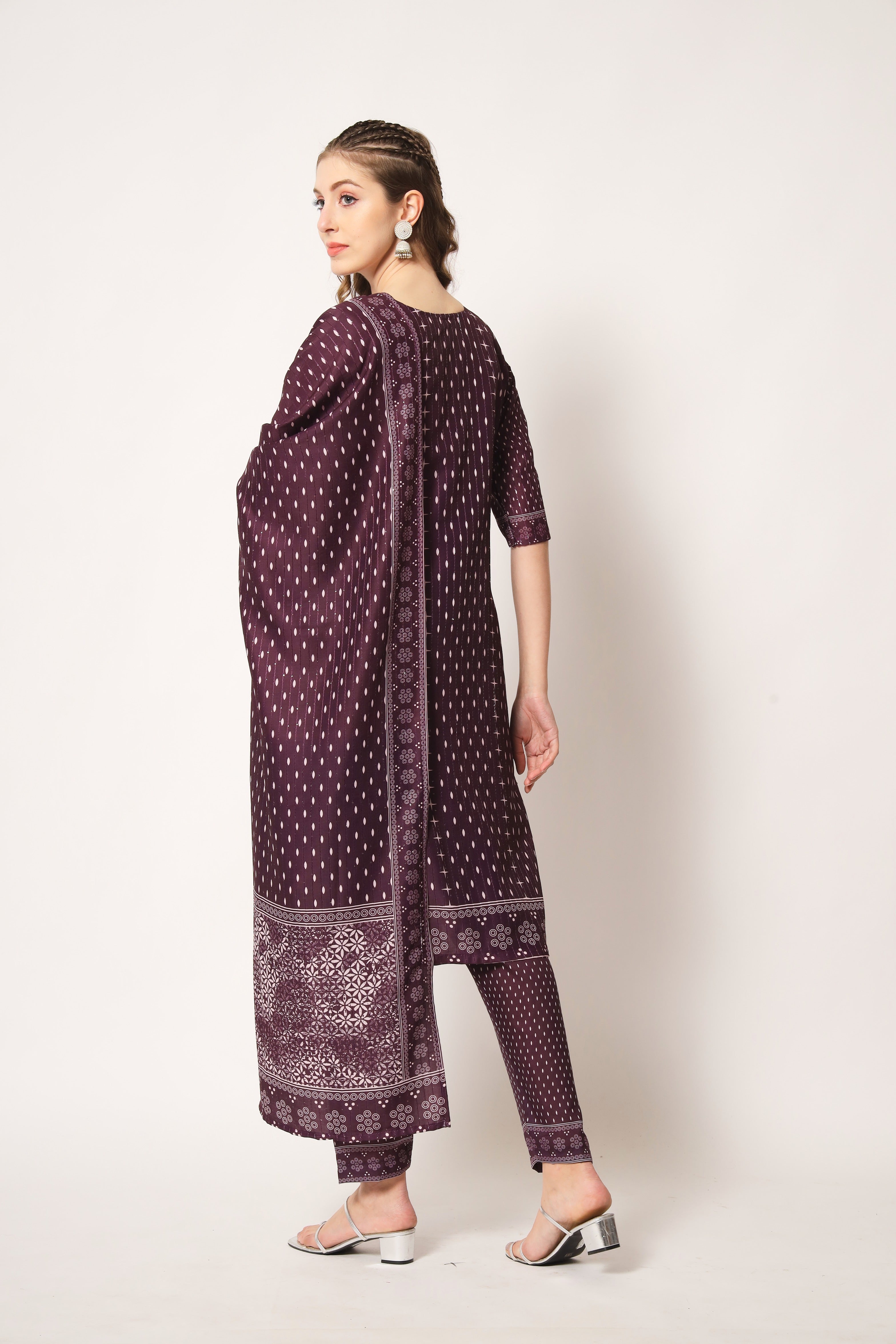 Embroidered Muslin Burgundy Trendy Salwar Kameez For Women